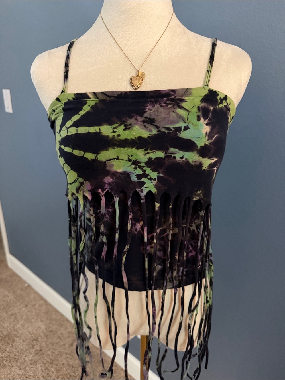 Tie-Dye Fringe Cami Top